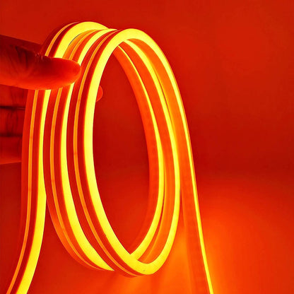 DOSYU Tira Neón Flex LED, 12V 16.4ft/5m Impermeable Flexible Cortable DIY 2835 Luces Led IP65 Decorativa para TV, Cuarto, Halloween, Fiesta de Navidad, con Adaptador(Naranja)