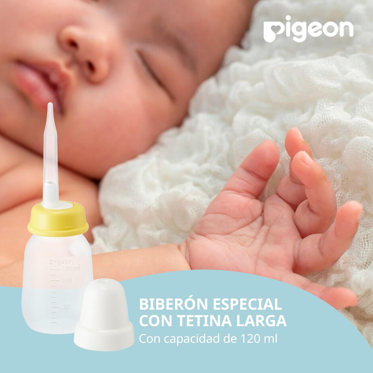 PIGEON | Biberones Especial con Tetina Larga Pigeon | Cosas para Bebes Recien Nacidos - Articulos para Bebe | Biberon de Silicona Suave y Corte en Cruz | Ayuda en la Alimentación de Bebé Prematuros