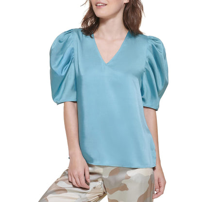 DKNY Parte Superior Deportivo Pulido con Cuello en V Camisa Cami para Mujer