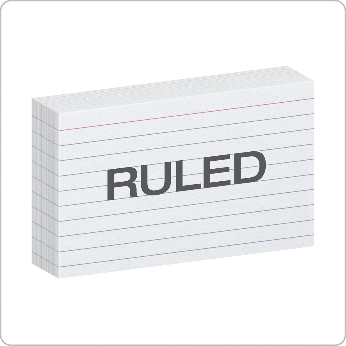 Oxford ruled tarjetas de índice, 7.6 x 12.7 cm, color blanco, 1.000 tarjetas, 10 paquetes de 100 (98833)