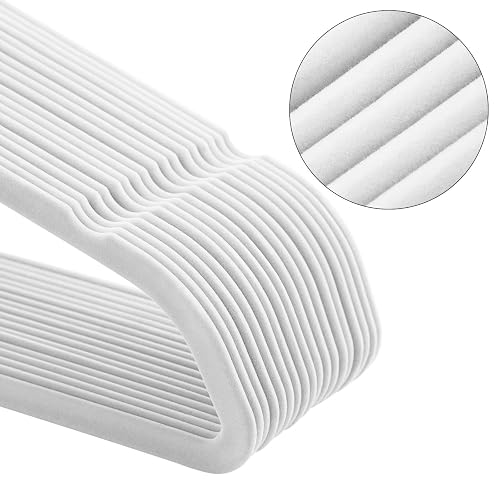 SONGMICS Ganchos de Ropa de Terciopelo 50 PCS, Giratorios de 360° | Para Ropa Fina y Abrigos, Antideslizantes y Ahorradores de Espacio, MCRF026W03