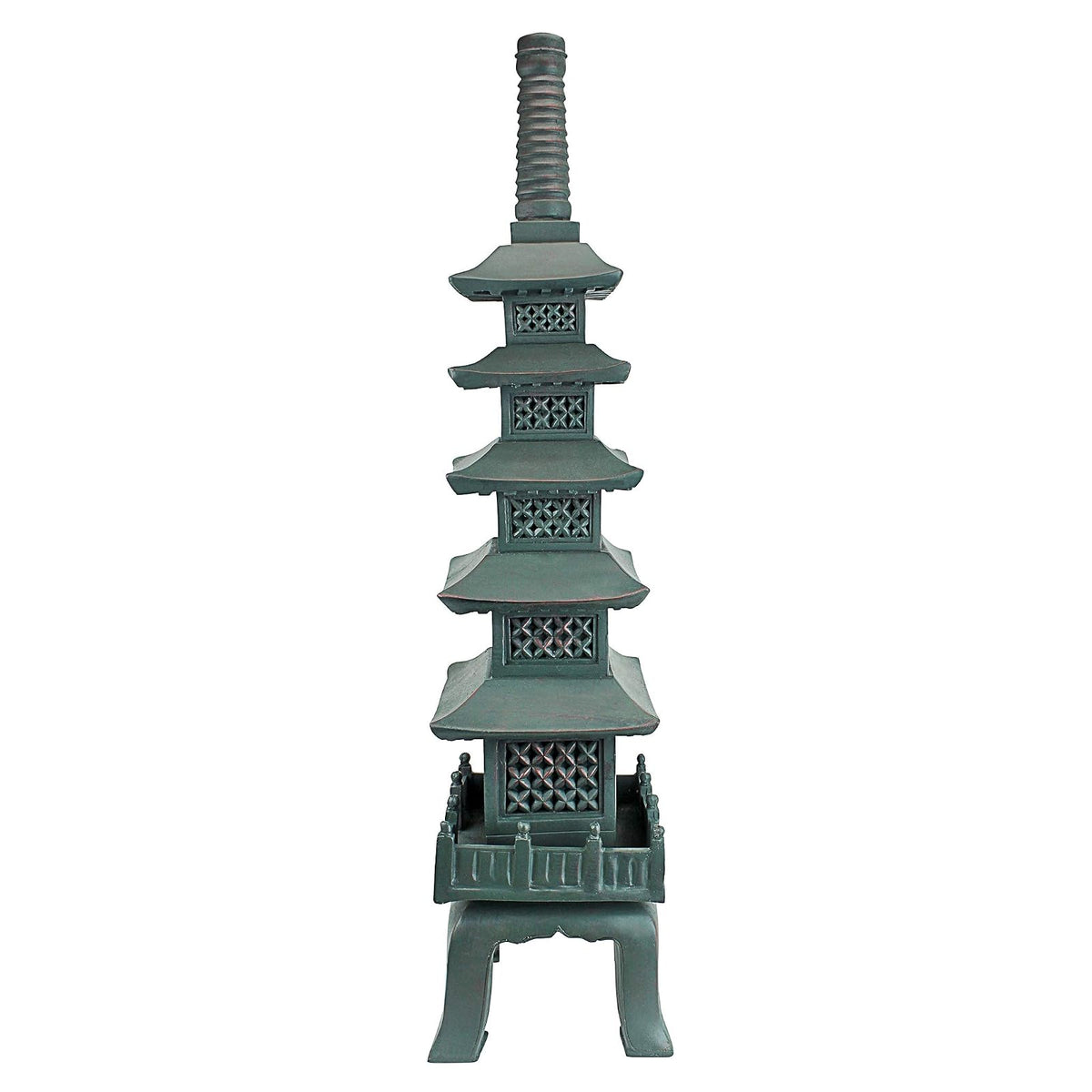 Design Toscano The Nara Temple Pagoda Asian Decor Garden Statue, Large 28 Inch, Polyresin, Verdigris Green Bronze