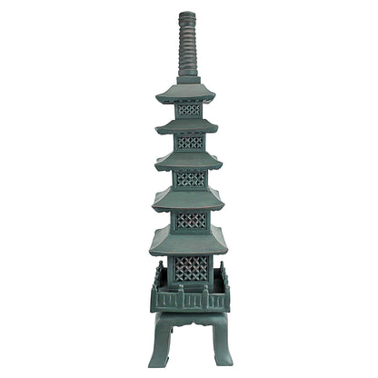 Design Toscano The Nara Temple Pagoda Asian Decor Garden Statue, Large 28 Inch, Polyresin, Verdigris Green Bronze