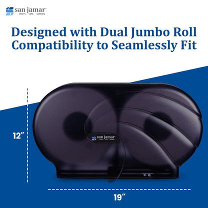 San Jamar - SJMR4090TBK R4090TBK Twin 22,86 cm JBT Dispensador de papel higiénico, negro perla