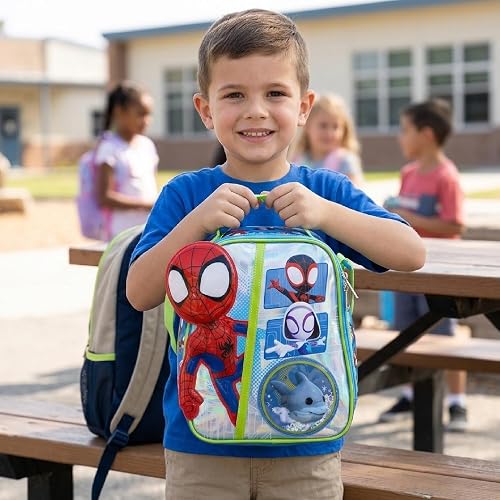 Ruz Lonchera Infantil y Preescolar | Spidey y Sus Amigos | 100% Poliéster Capacidad 3 Litros | Bolso de Poliéster para Niños con Forro Interno y Cierre de Cremallera | Recomendado desde 3 años