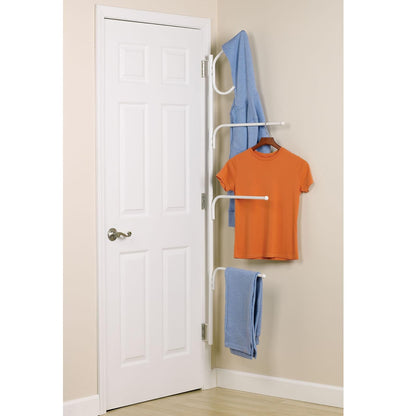 Household Essentials H12101 Bisagra It Clutterbuster Toalleros y Gancho Valet | 3 Toalleros y Gancho Todo en Uno | Blanco