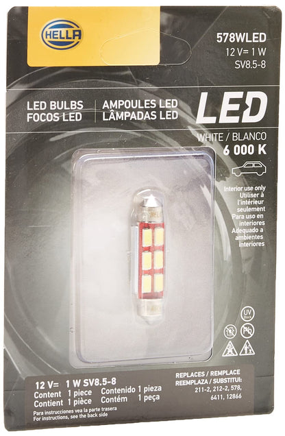 Hella 358250022 Foco Mini LED 578 Luz Blanca de 6000K para Uso en Interiores 12V 1W, Blíster con 1 Foco