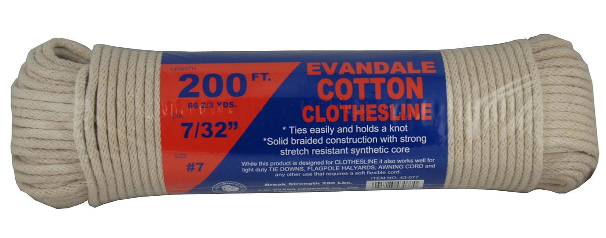 T.W. Evans Cordage 43-077 - Tendedero de algodón Evandale de 7/32 pulgadas