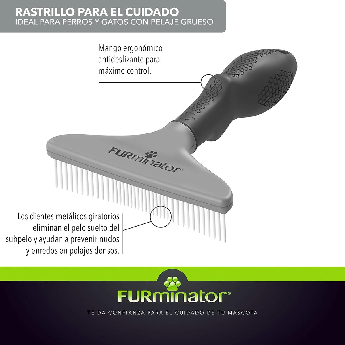 Furminator Grooming Rake for Dogs and Cats with Thick Fur