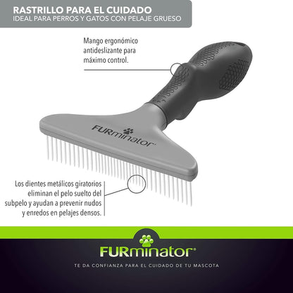 Furminator Grooming Rake for Dogs and Cats with Thick Fur