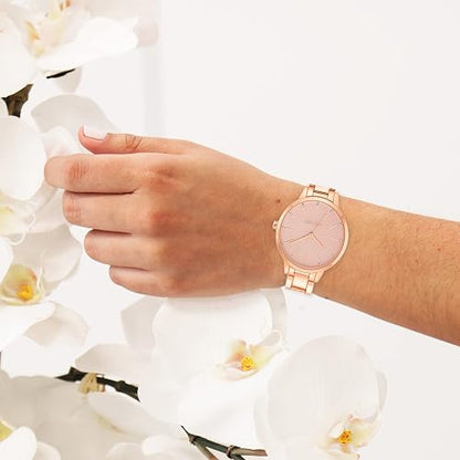 Nine West - Reloj de pulsera con detalles de vidrio para mujer