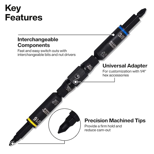 KLEIN TOOLS 32500HD | Desarmador 11 En 1 | Uso Manual E Impacto | Magnético | Haz más con una sola herramienta: úsala a mano o con impacto y cambia entre 7 puntas y 4 llaves sin cargar de más.