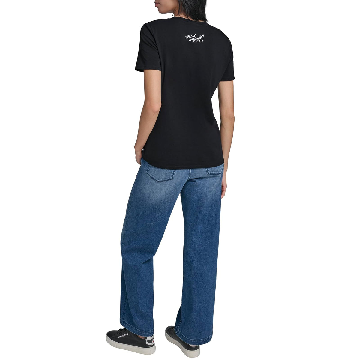 Karl Lagerfeld - Playera de Manga Corta con Cuello Redondo para Mujer