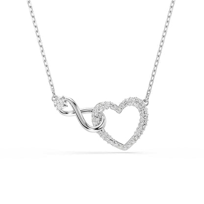 Swarovski Colgante Hyperbola, Corazón y símbolo del infinito, Blanco, Baño de rodio