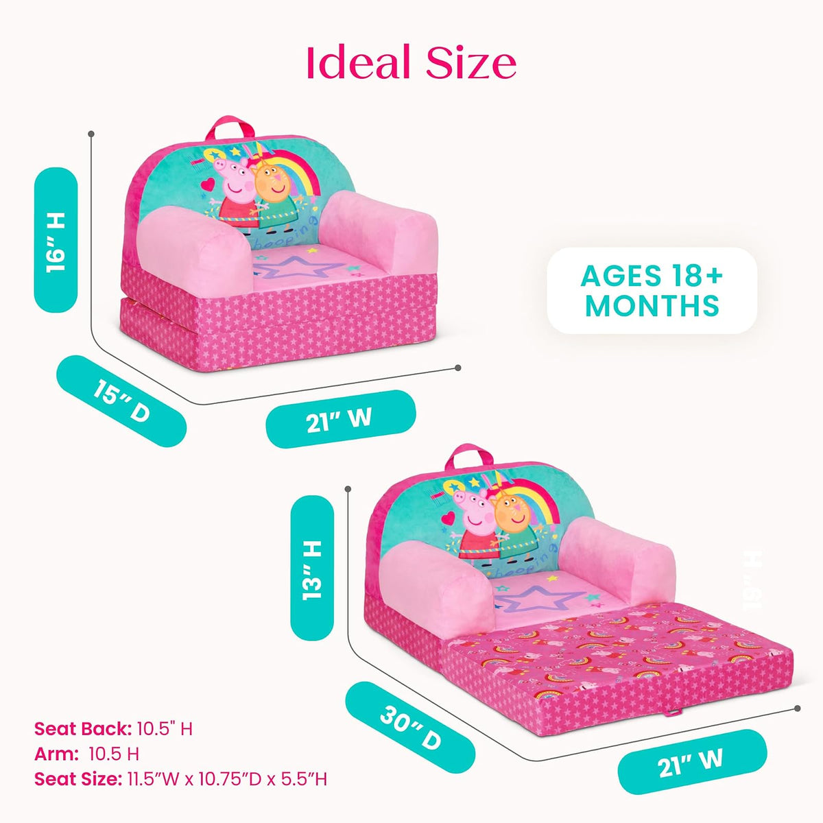 Delta Children - Silla Infantil Peppa Pig Cozee Buddy con certificación Greenguard Gold, Rosa
