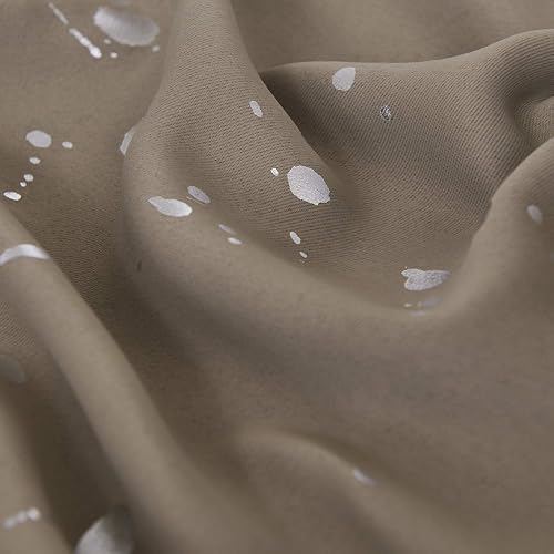 Deconovo - Cortinas Opacas con Aislamiento térmico y Ojales en la Parte Superior con Bloqueo de luz para recámara, 52 x 63 Pulgadas, Color Gris Pardo/Plateado