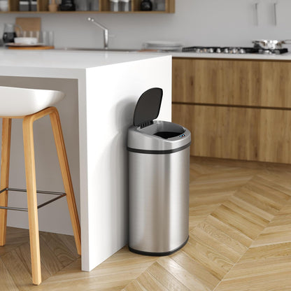 SensorCan - cubeta de basura de cocina de 50 litros/13 galones con adaptador de CA y kit de filtro de olor, cubeta de basura de acero inoxidable con sensor de movimiento para el hogar, oficina