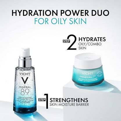 Vichy Minéral 89 Aqua Gel Matificante Dermatológico Piel Grasa 50ml | Matificante e Hidratante 48h, con Ácido Hialurónico y Niacinamida, Combate Imperfecciones, Control de Brillo