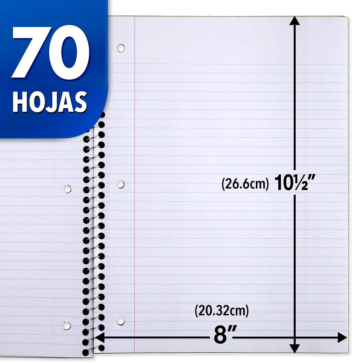 Mead Spiral Notebooks, 1 Subject, College Ruled Paper, 70 Sheets, 10-1/2" x 7-1/2", Assorted Colors, 6 Pack (73065)