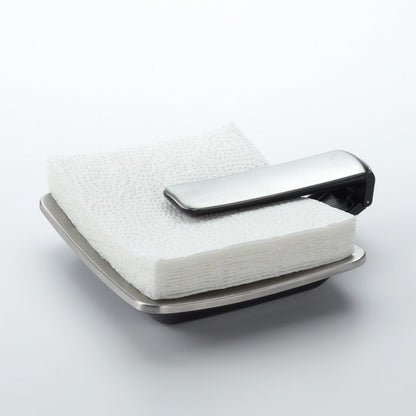 OXO Good Grips Servilletero de fácil extracción manual | Base antideslizante, brazo pesado que mantiene las servilletas seguras, se pliega para almacenamiento