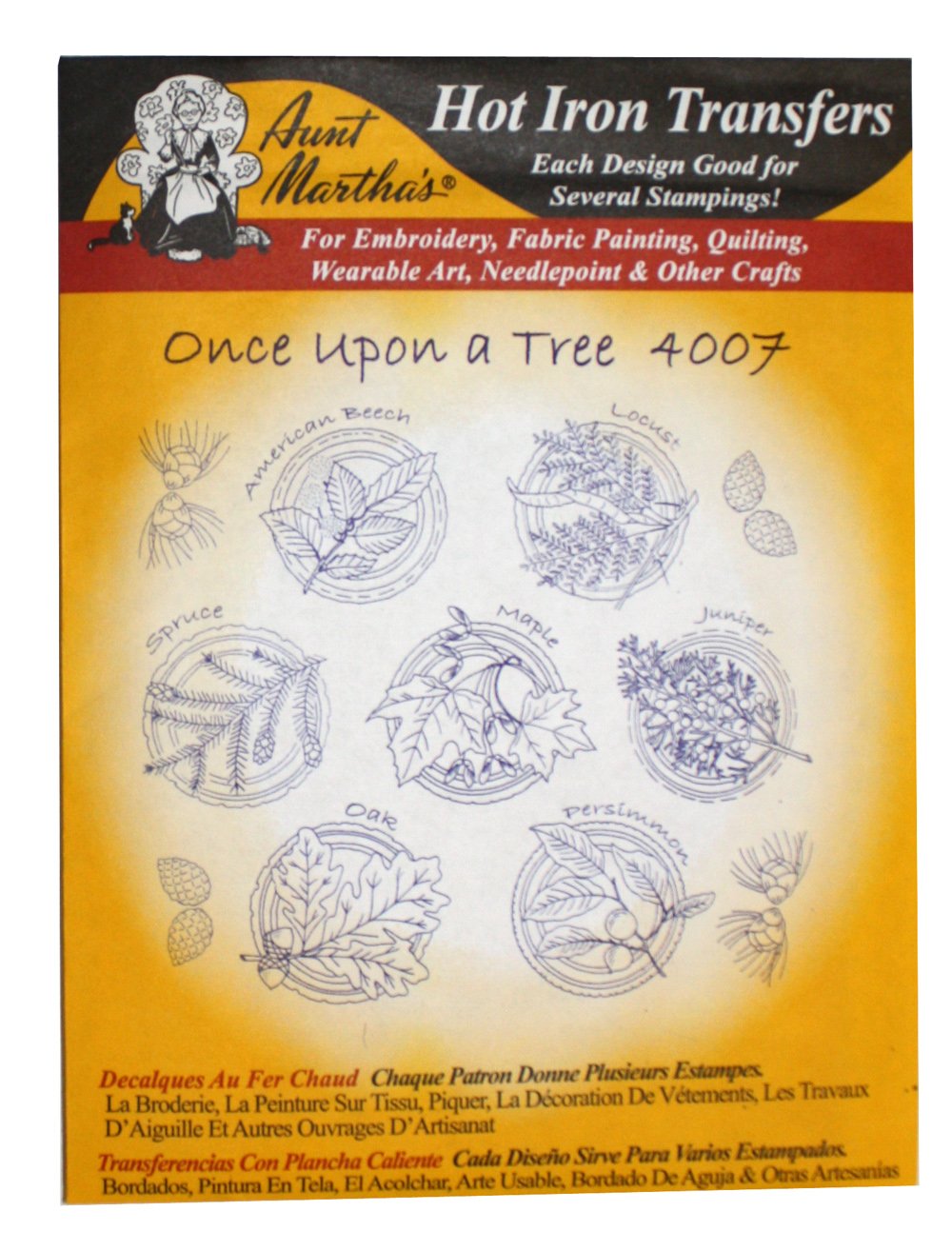 Aunt Martha's Iron On Transfer Patterns for Stitching, Embroidery or Fabric Painting, Nature Patterns for Tea Towels or Quilting, Set of 5