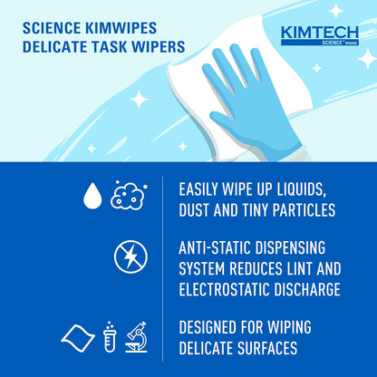 Kimwipes Delicate Task Kimtech Science Wipers (34155), White, 1-PLY, 60 Pop-Up Boxes/Case, 280 Sheets/Box, 16,800 Sheets/Case