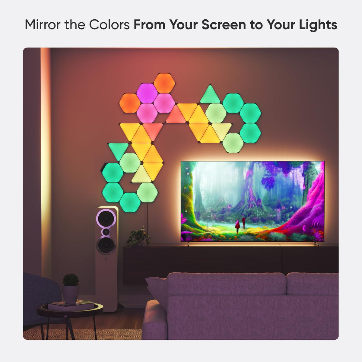 NANOLEAF SHAPES Hexagon Black 9-Pack Starter | Compatible con Alexa, decoración de pared para el hogar para sala de estar con sincronización de música, kit más inteligente