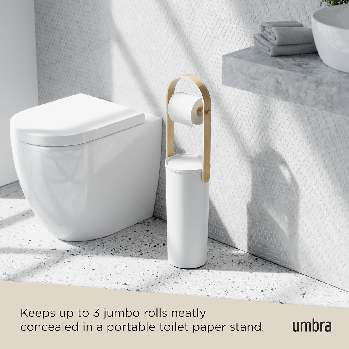 Umbra Bellwood Soporte de Papel higiénico con Compartimento de Almacenamiento para 3 Rollos