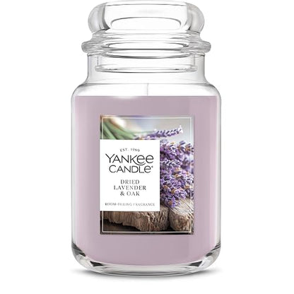 Yankee Candle - Vela perfumada de lavanda y roble, tarro grande de 22 onzas con hasta 150 horas de tiempo de combustión, regalo, cumpleaños