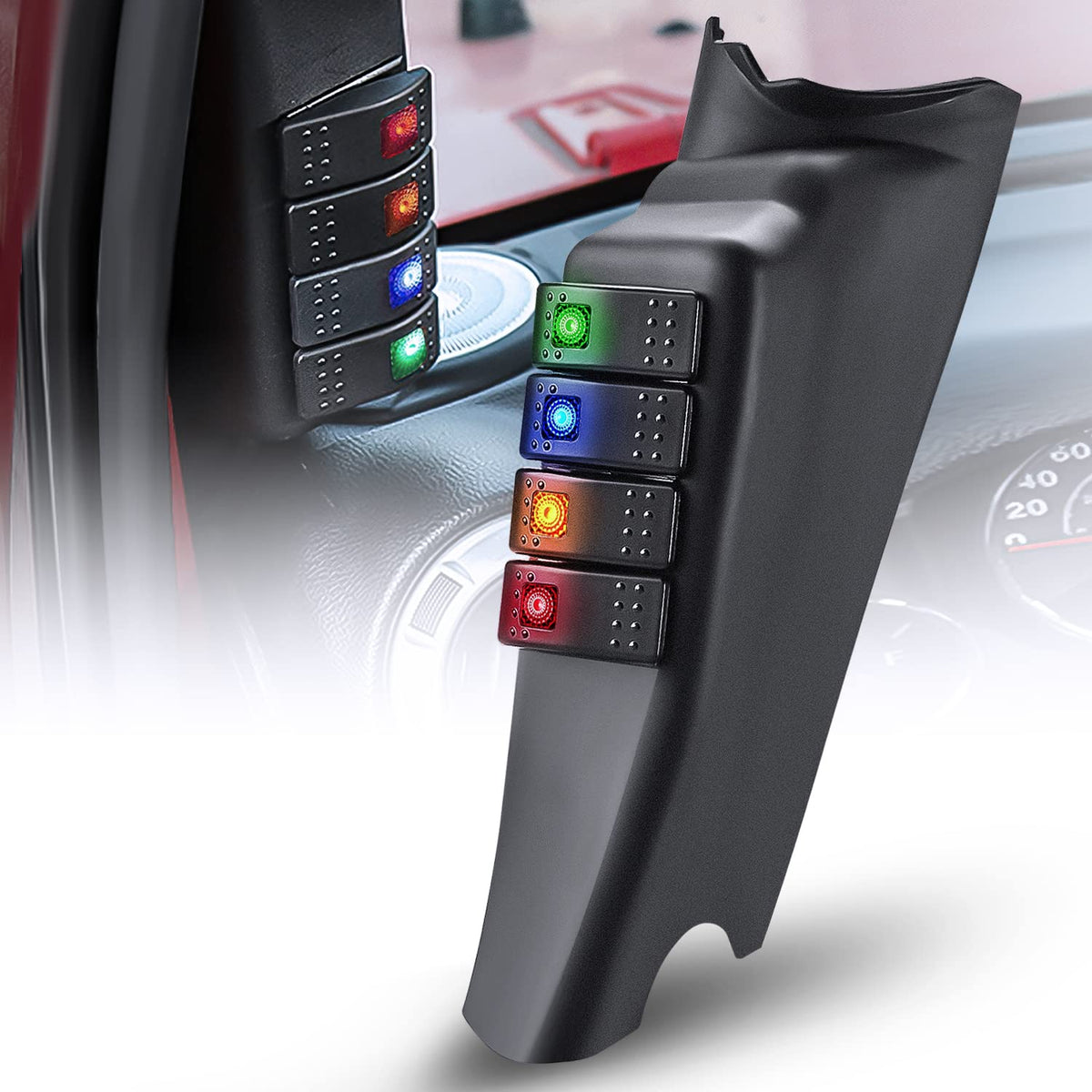 Nilight Panel de Interruptores 6 Vías 12V para Jeep Wrangler JK/JKU - Módulo de interruptor de pilar A