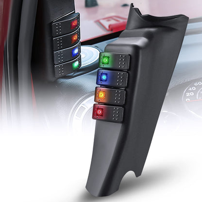Nilight Panel de Interruptores 6 Vías 12V para Jeep Wrangler JK/JKU - Módulo de interruptor de pilar A