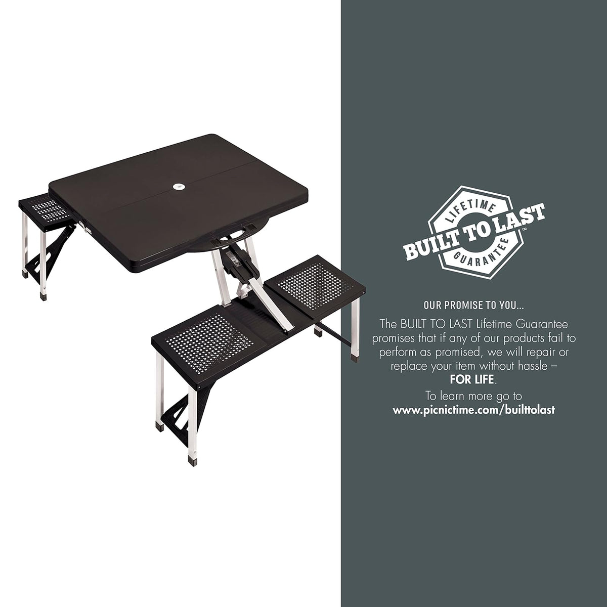 Picnic Time 811-00-175-000-0 Mesa Plegable, Color Negro