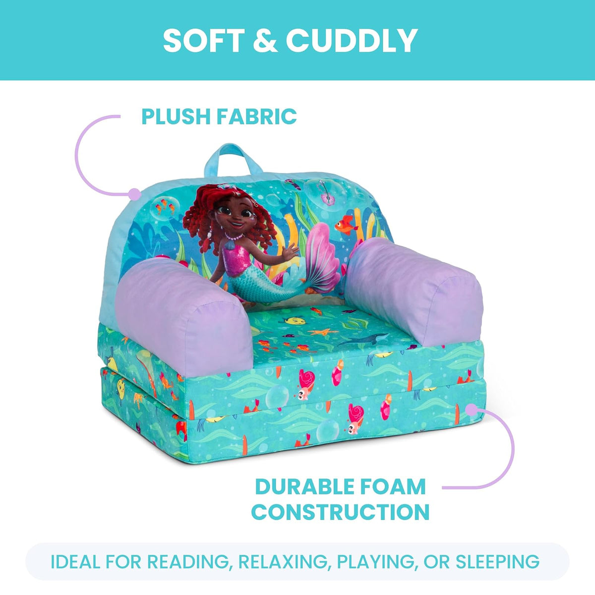 Delta Children Cozee Buddy - Silla abatible para niños de Disney Junior's Ariel-out