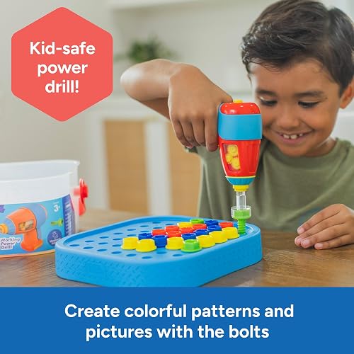 Educational Insights Design & Drill Bolt-It Bucket, Conjunto de Taladro portátil para Llevar a Todos Lados, Conjunto de 56 Piezas, Perfecto para niños y niñas Mayores de 3 años