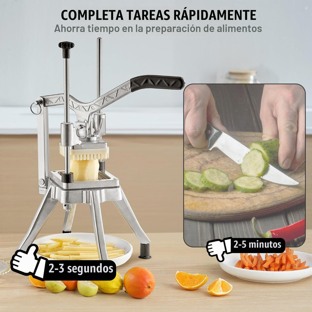 VEVOR - Picador comercial de frutas de verduras de 3/8 pulgadas de hoja profesional de alimentos Kattex cortador de fritura francesa, cortador de cebolla, acero inoxidable para tomate, pimientos