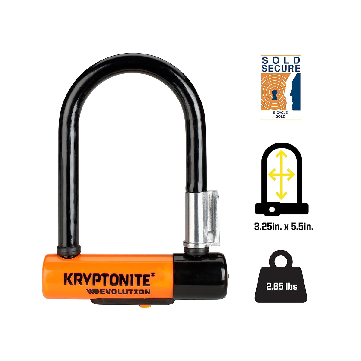 Kryptonite Evolution Mini-5 - Cerradura de bicicleta con bloqueo en U de 13 mm con soporte FlexFrame-U, color negro