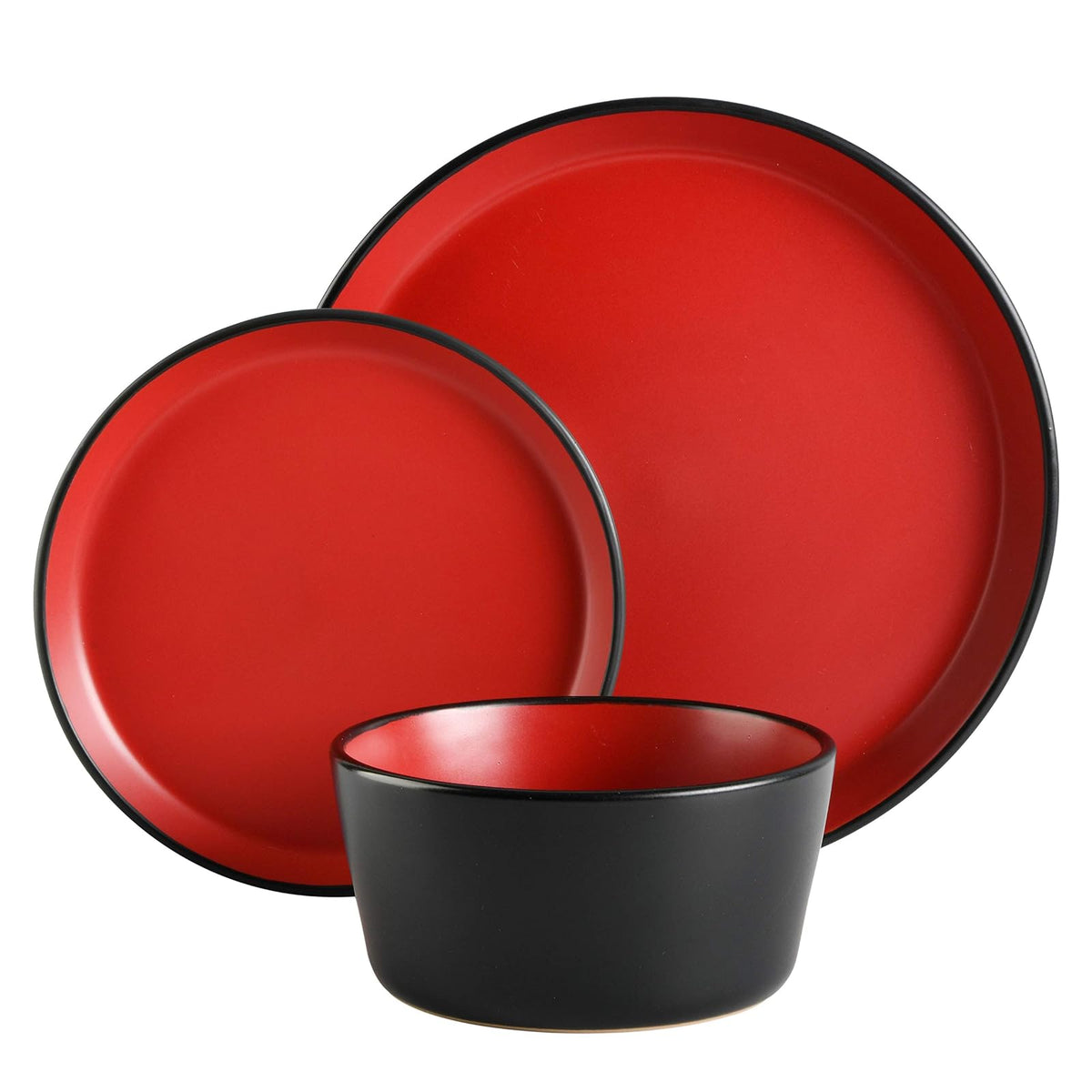 Gibson Soho Lounge Sofia Coupe - Vajilla para 4 personas (12 piezas), color rojo mate