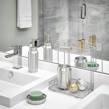 InterDesign Vienna 2-Tier Rectangular Shelf for Cosmetics and Toiletry Storage, Bathroom, Countertop, Desk, and Vanity