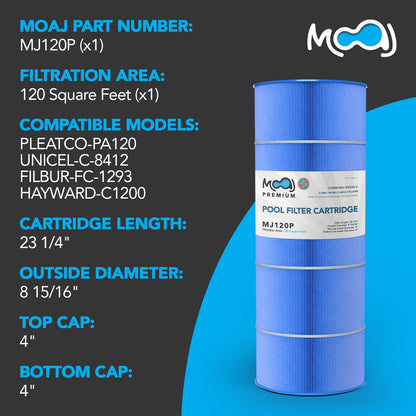 Fabricado en Estados Unidos - Cartucho de filtro premium que sustituye a Hayward C1200, CX1200RE, Pleatco PA120, Unicel C-8412, Filbur FC-1293, Clearwater II 125, PA120-M Waterway Pro Clean PCCF-125 Filtros de piscina con infusión de asepsis