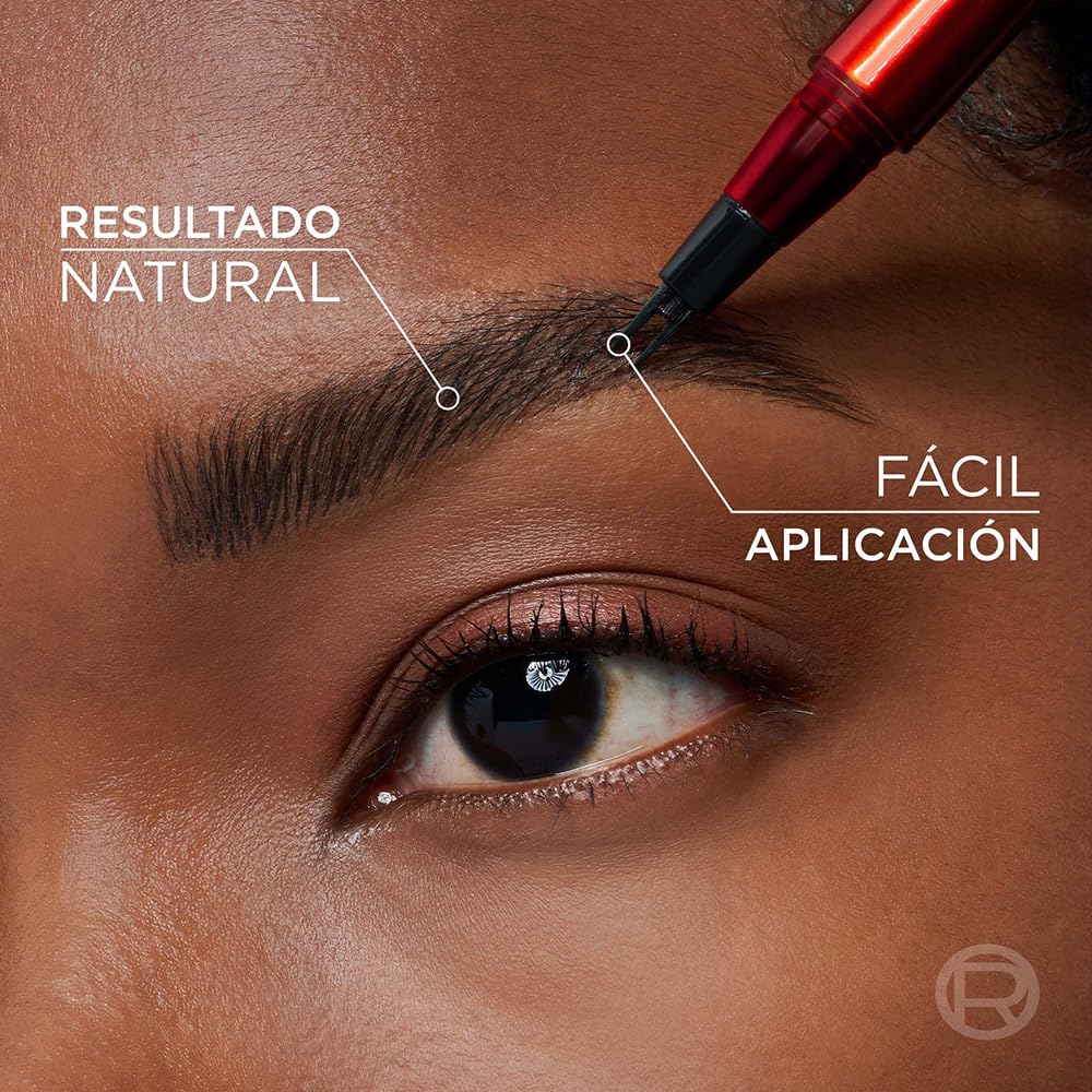 L'Oréal Paris Faux Brow Delineador de Cejas, Efecto 3D, Resistente al Agua, Larga Duracion y Acabado Natural, con Micro Aplicador de 2 Puntos, Tono Café - Brunette, 1ml.