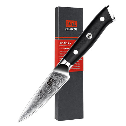 SHAN ZU Cuchillo de Cocina de Acero Damasco 67 Capas, Mango G10 - cuchillo de fruta
