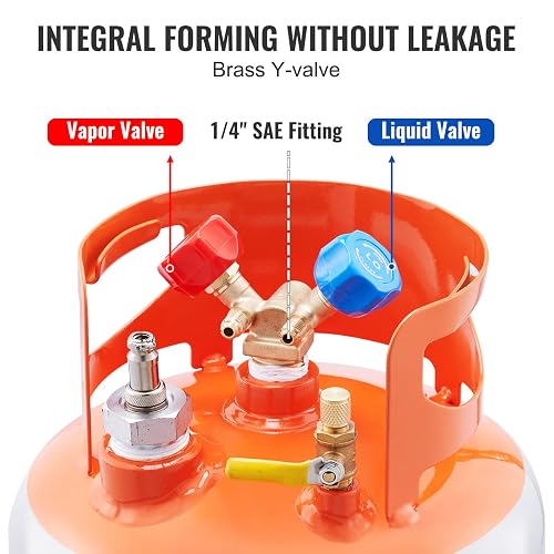 VEVOR - Tanque de recuperación de refrigerante con Interruptor de Flotador, 30 Libras. Capacidad AC - Tanque de recuperación con Adaptador de ¼ a ½, Tanque de recuperación Reutilizable HVAC para Todo