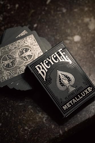 Cartas de Juego de Metal Negro y Plateado para Bicicleta, Cubierta de Metal de Alta Calidad, tamaño de póquer clásico, diseño de Lujo Coleccionable, Ideal para la Noche de Juego, Regalo y Relleno de
