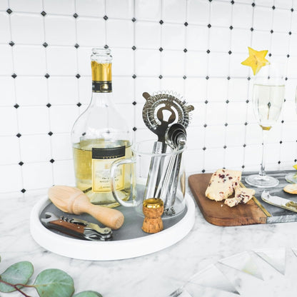 Madesmart - Mesa giratoria doble antideslizante, tornamesa básico, Blanco, 25.4 cm