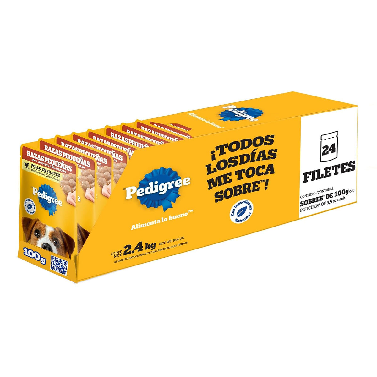 Pedigree - Sobres para Perro, Raza Pequeña, Sabor Pollo, con Ingredientes Naturales, Proteínas y Fibra, 24 Sobres, 100g c/u