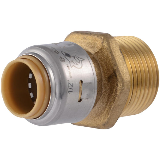 SharkBite Adaptador reductor macho de latón SBM, 1/2 pulgadas x 3/4 pulgadas, MNPT, NPT, para tubería PEX, cobre, CPVC, PE-RT, HDPE, UR116A