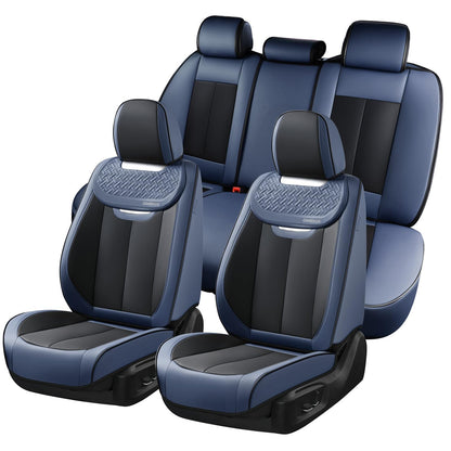 Coverado Fundas de Asiento de Coche, Juego Completo de Fundas de Asiento de Coche, Impermeable, con Soporte Lumbar, Fundas de Asiento de automóvil, Ajuste Universal para la mayoría de Coches, SUV - Azul y Balck - Fullset