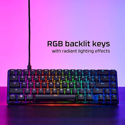HyperX Alloy Origins 65, Teclado mecánico Gamer, Forma compacta del 65%, Aqua, Teclas PBT de Doble Disparo, Retroiluminación LED RGB, Compatible con Software NGENUITY