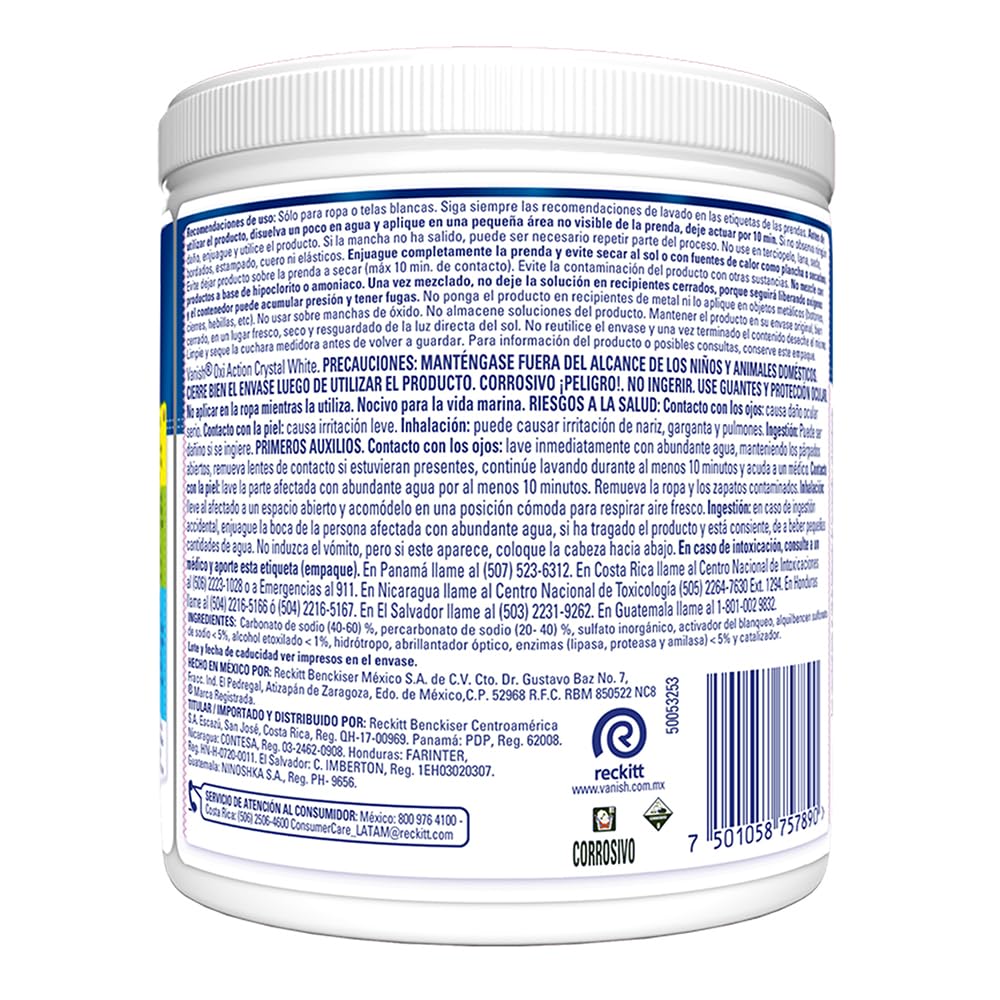 Vanish Quitamanchas Desinfectante en Polvo color Blanco 450g (Paquete de 2)