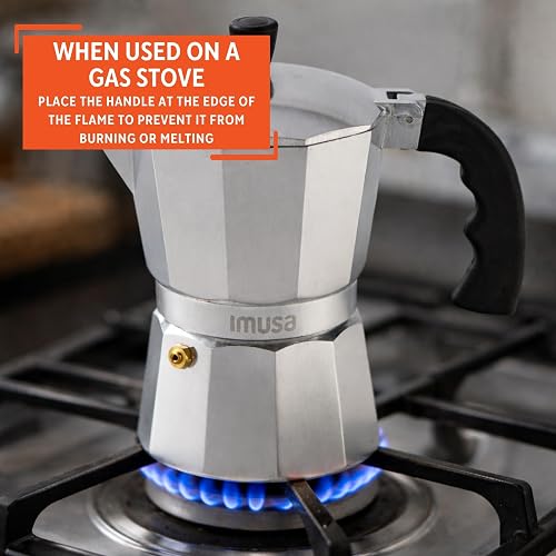 IMUSA Cafetera de espresso para estufa, Plateado, 6 Tazas, 1